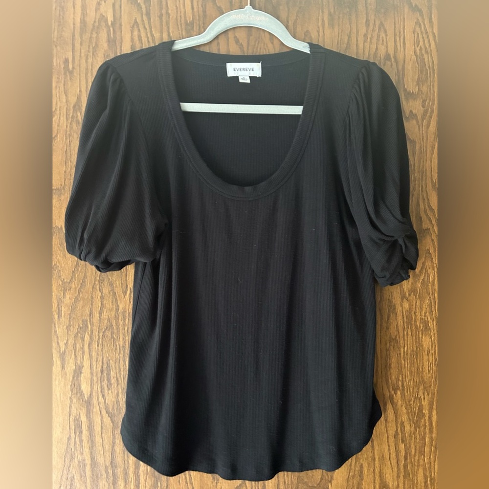 Evereve Black Puffed Sleeve Blouse